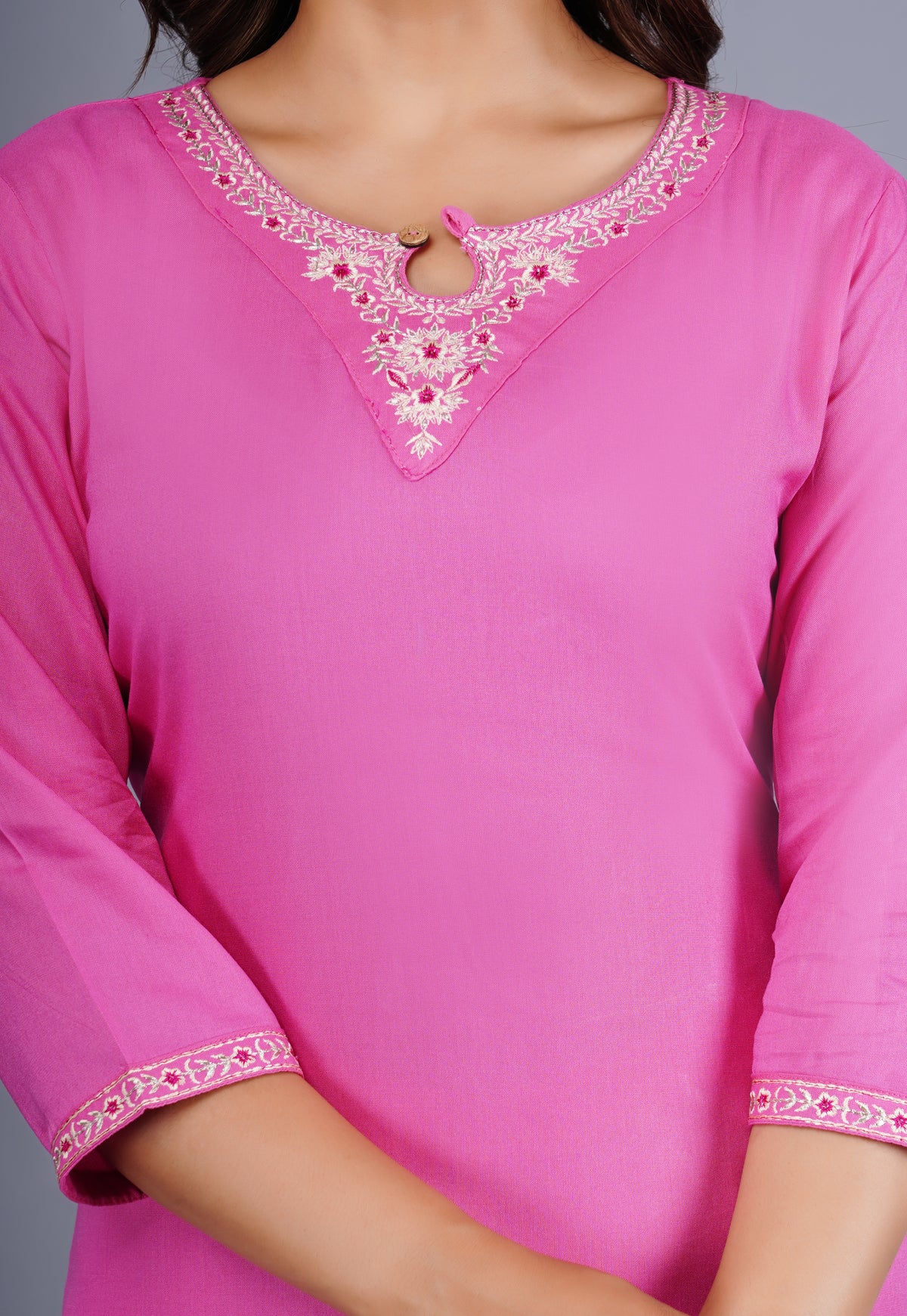 Ruhani Rose Ethnic Wear Embellished Pink Kurta Palazzo Set