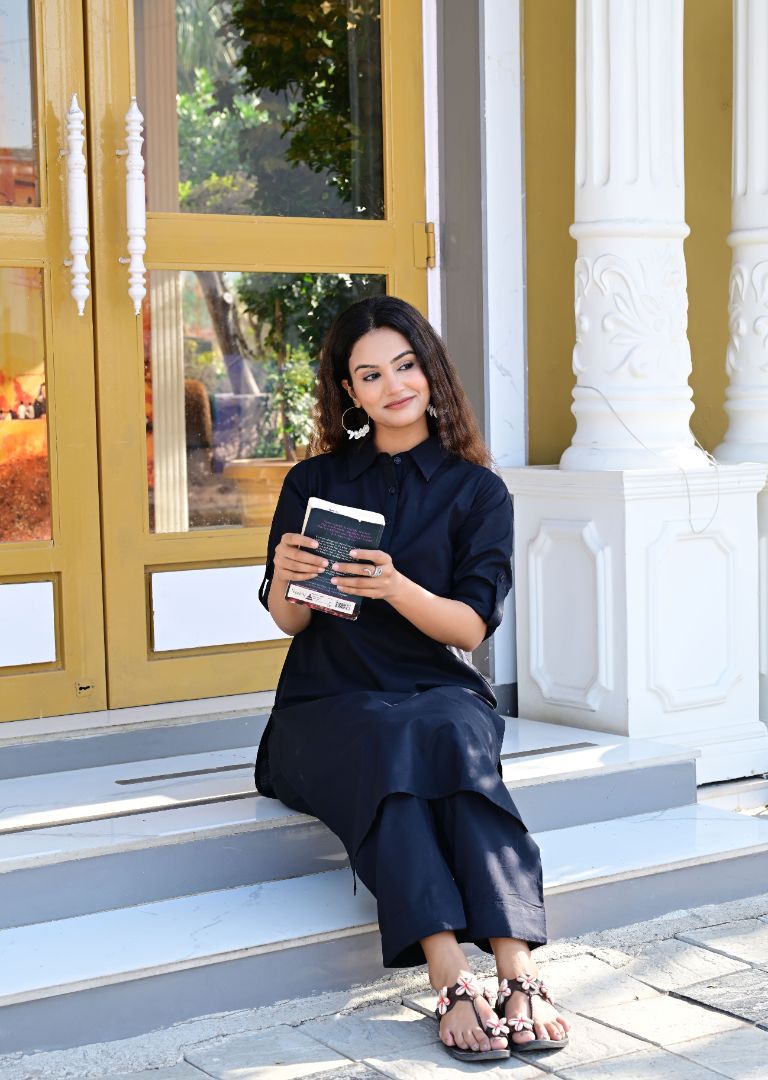 Black Straight Kurta Set for Women