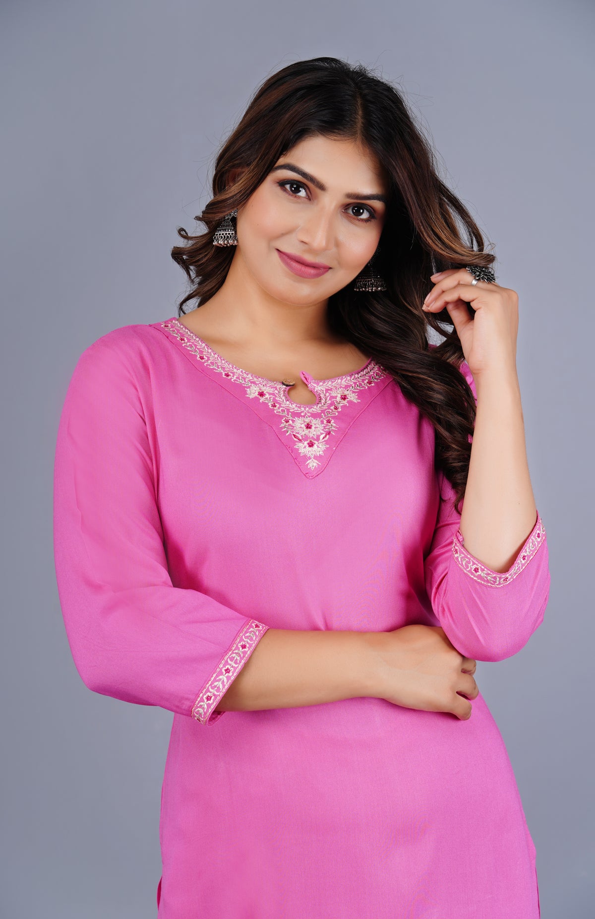 Ruhani Rose Ethnic Wear Embellished Pink  Kurta Palazzo Set