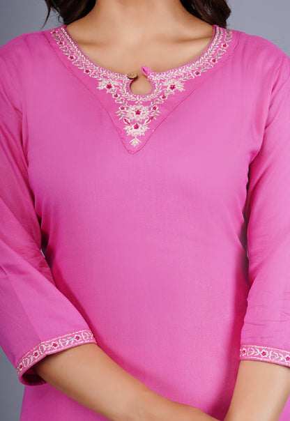 Ruhani Rose Ethnic Wear Embellished Pink  Kurta Palazzo Set