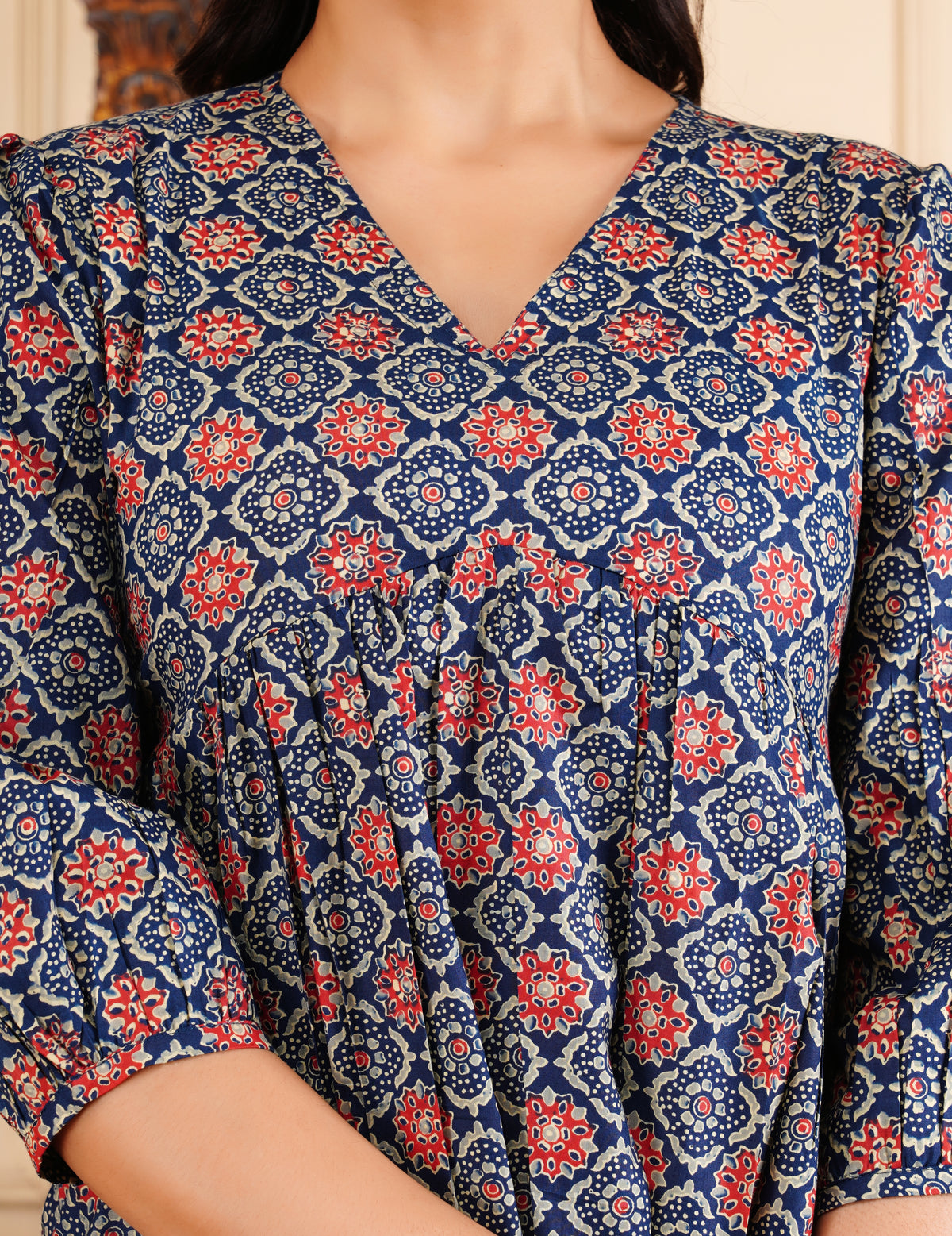 Classic Ajrakh-Inspired Tunic Ethnic Printed Kurti