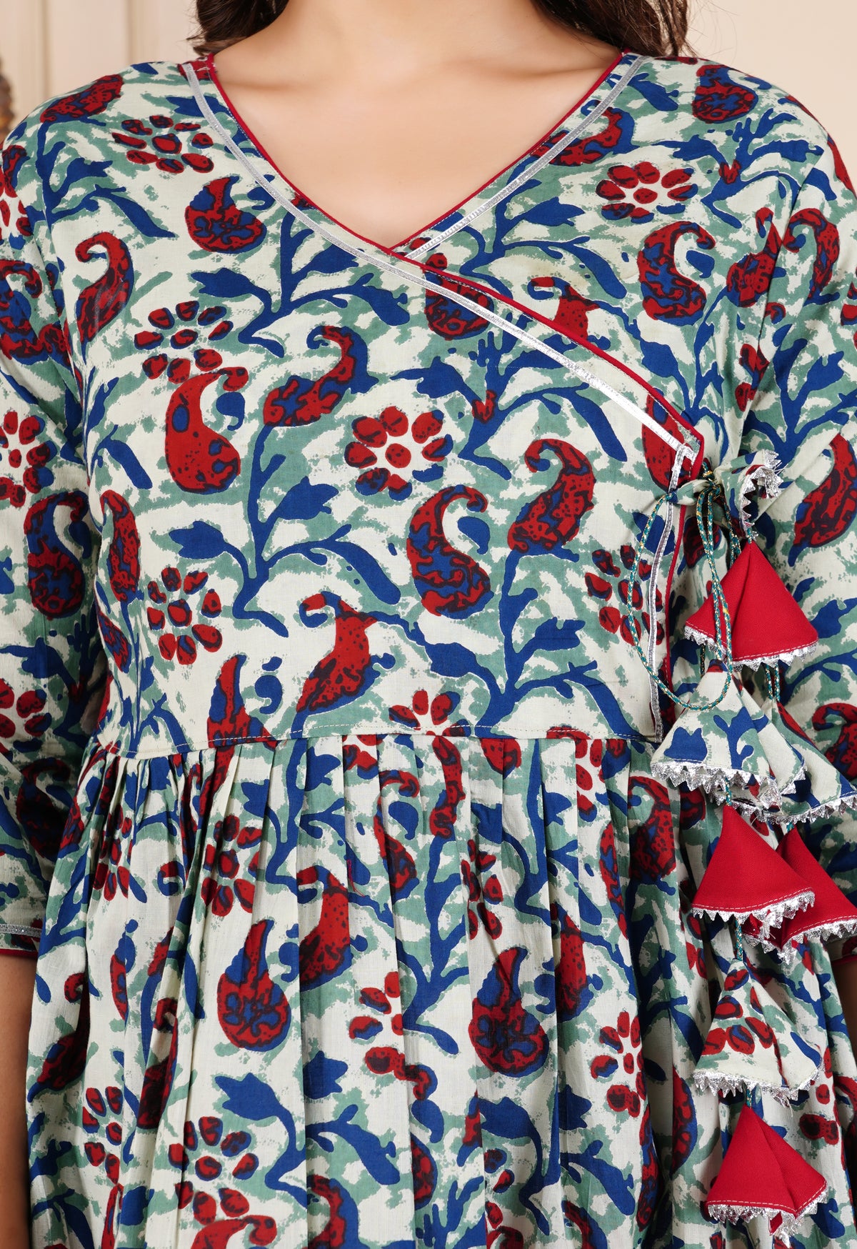 Noor-e-Morpankh Printed Cotton Rajwadi Angrakha Long Ethnic Dress