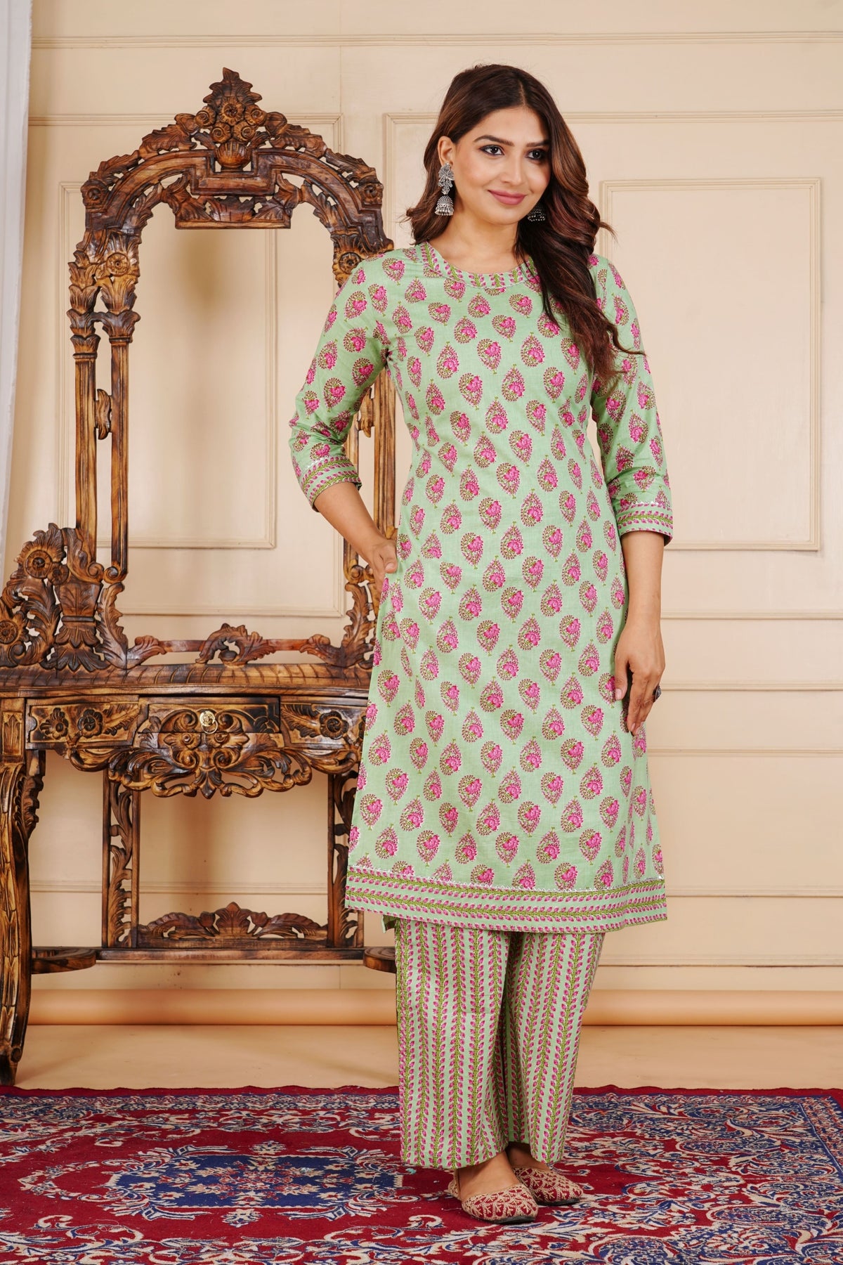 The Spring Heirloom Suhana Gul Cotton Printed Kurta Palazzo Set