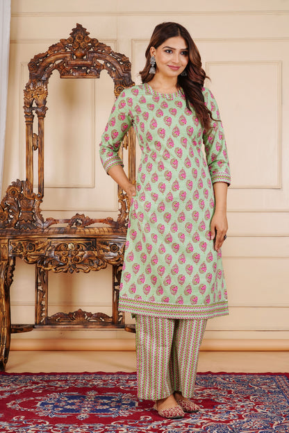 The Spring Heirloom Suhana Gul Cotton Printed Kurta Palazzo Set
