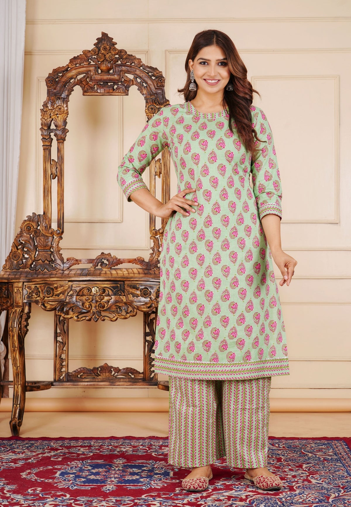 The Spring Heirloom Suhana Gul Cotton Printed Kurta Palazzo Set