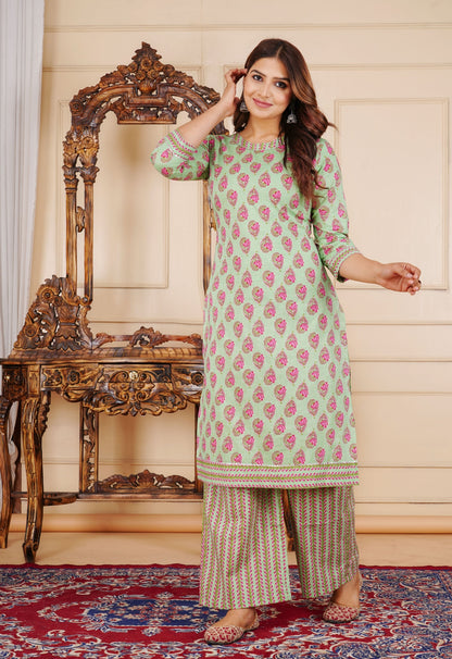 The Spring Heirloom Suhana Gul Cotton Printed Kurta Palazzo Set